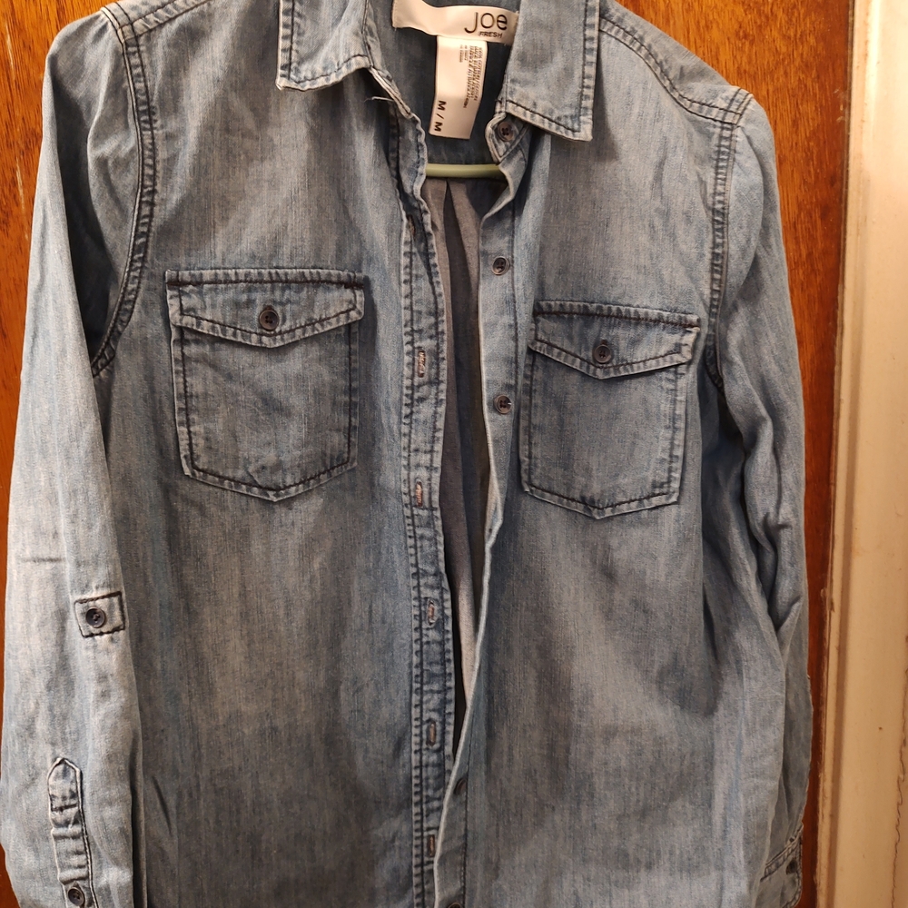 Joe Fresh Light Blue Denim Button-Down Shirt